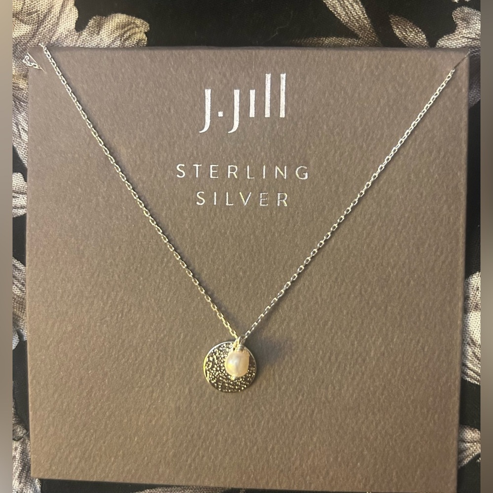 New J Jill Sterling Silver and White Pearl Pendant Necklace *